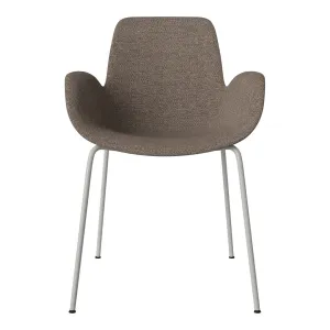 Seed Dining Armchair - Upholstered - Steel Base, Grey Lacquered