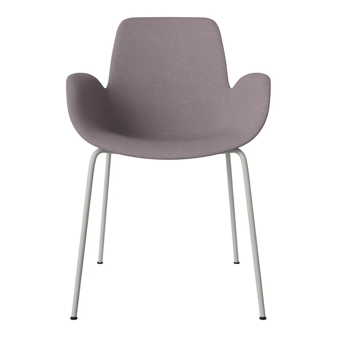 Seed Dining Armchair - Upholstered - Steel Base, Grey Lacquered