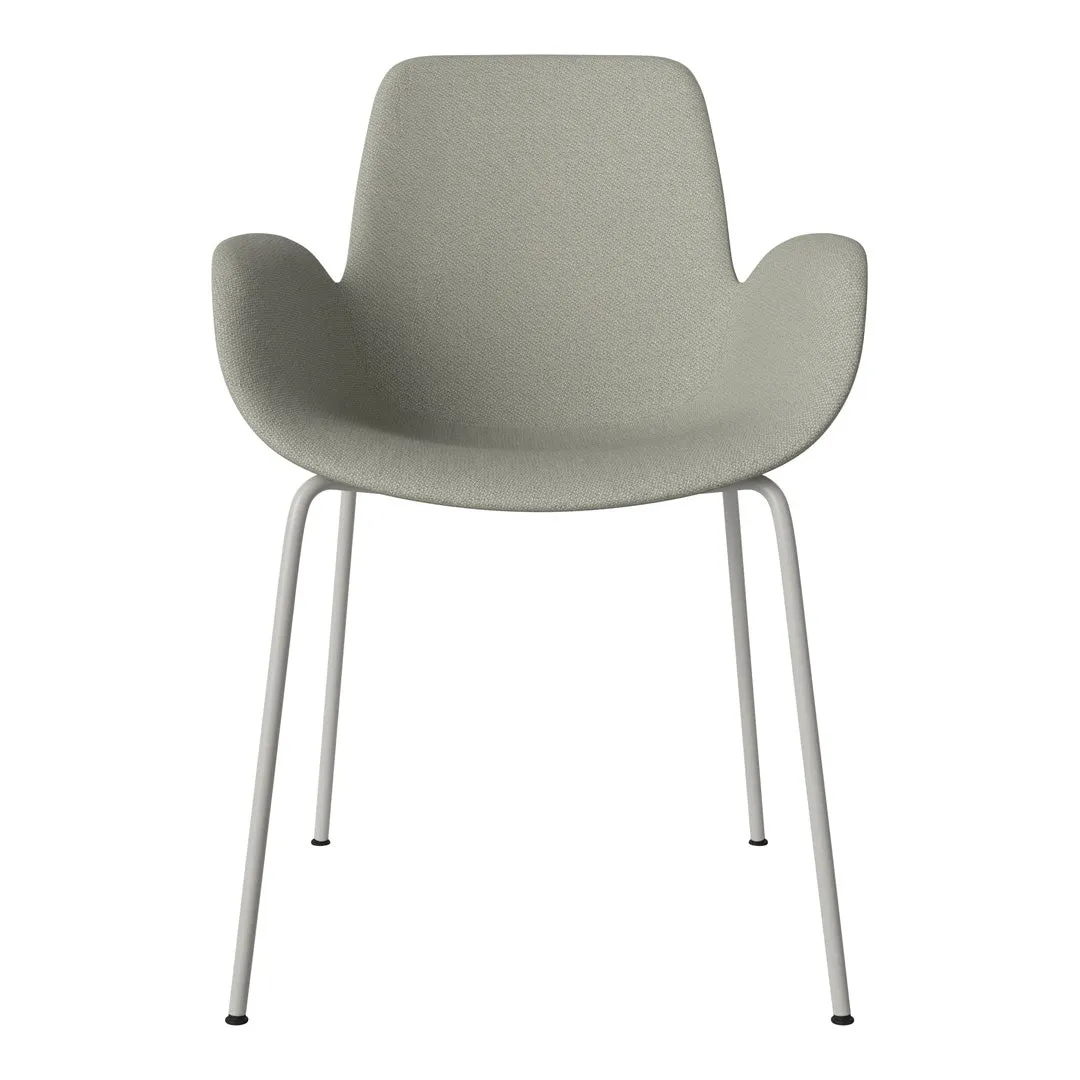 Seed Dining Armchair - Upholstered - Steel Base, Grey Lacquered