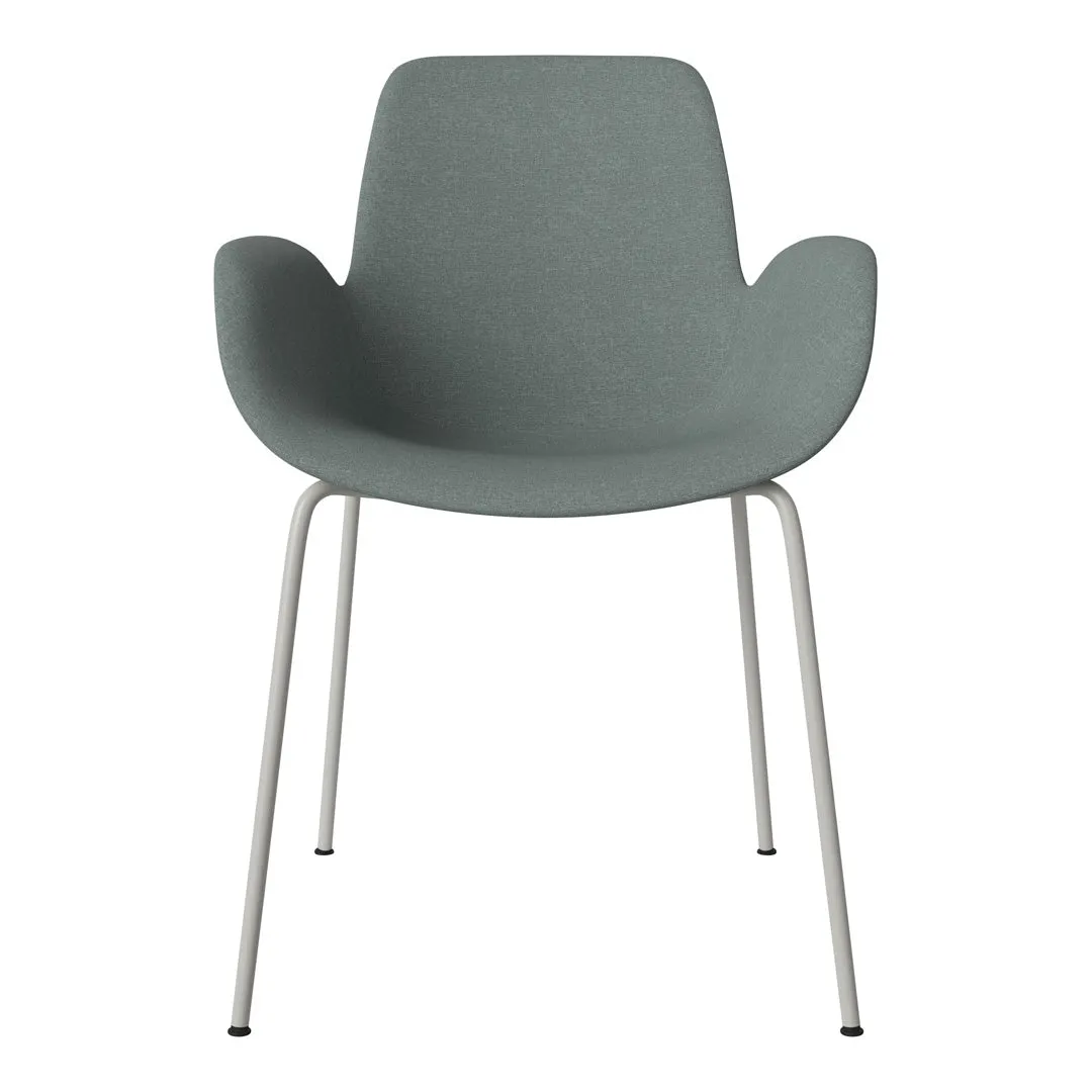 Seed Dining Armchair - Upholstered - Steel Base, Grey Lacquered