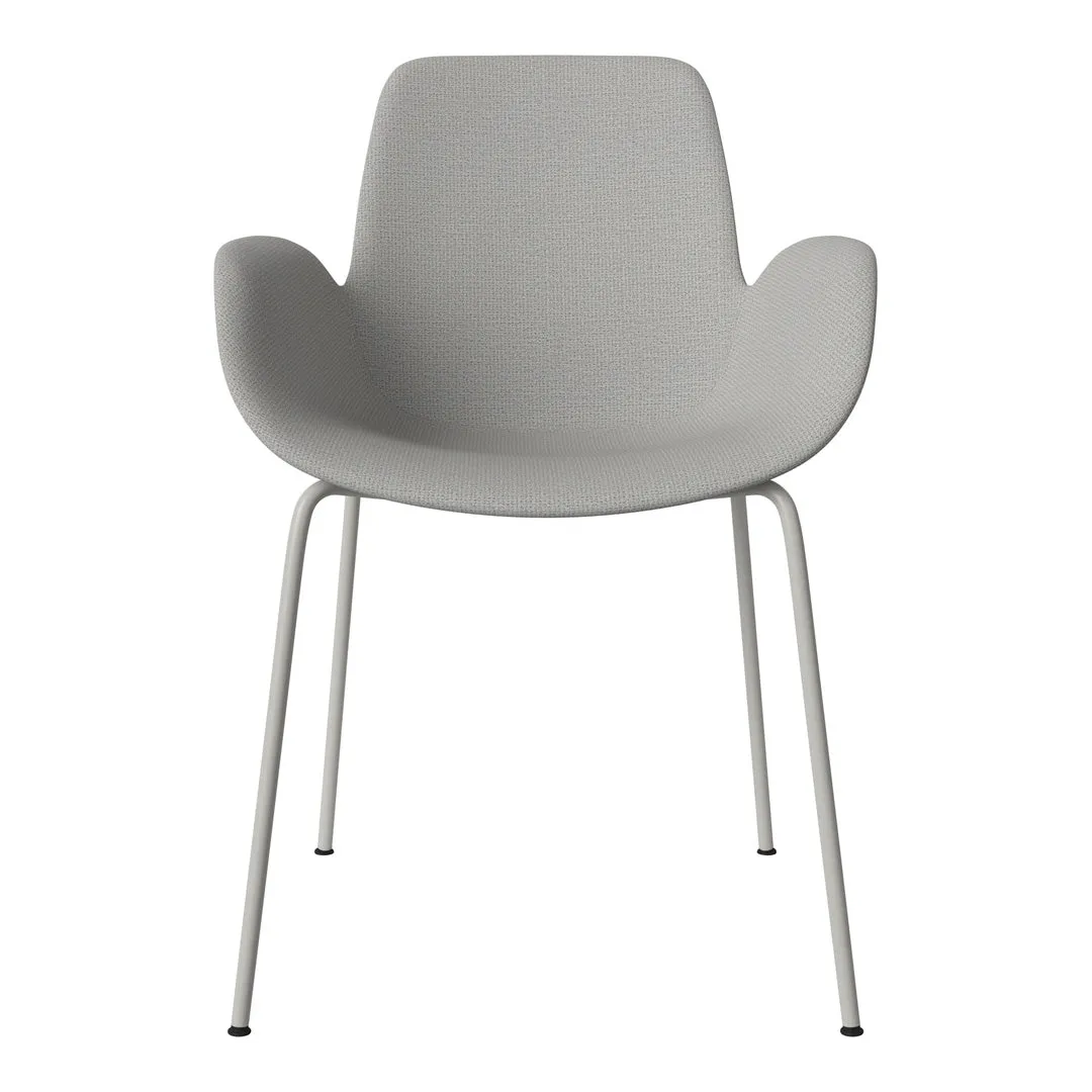 Seed Dining Armchair - Upholstered - Steel Base, Grey Lacquered