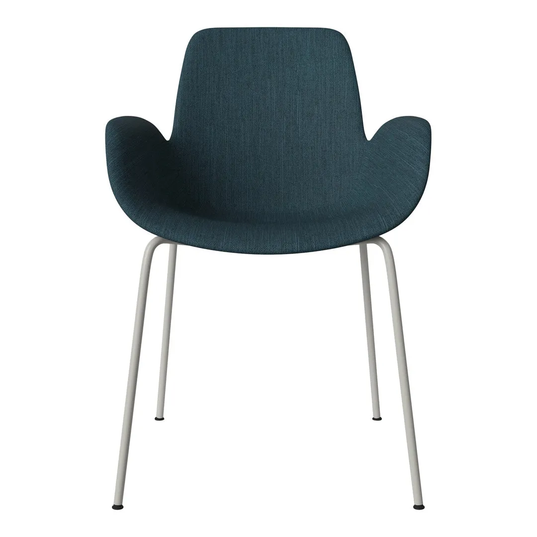 Seed Dining Armchair - Upholstered - Steel Base, Grey Lacquered
