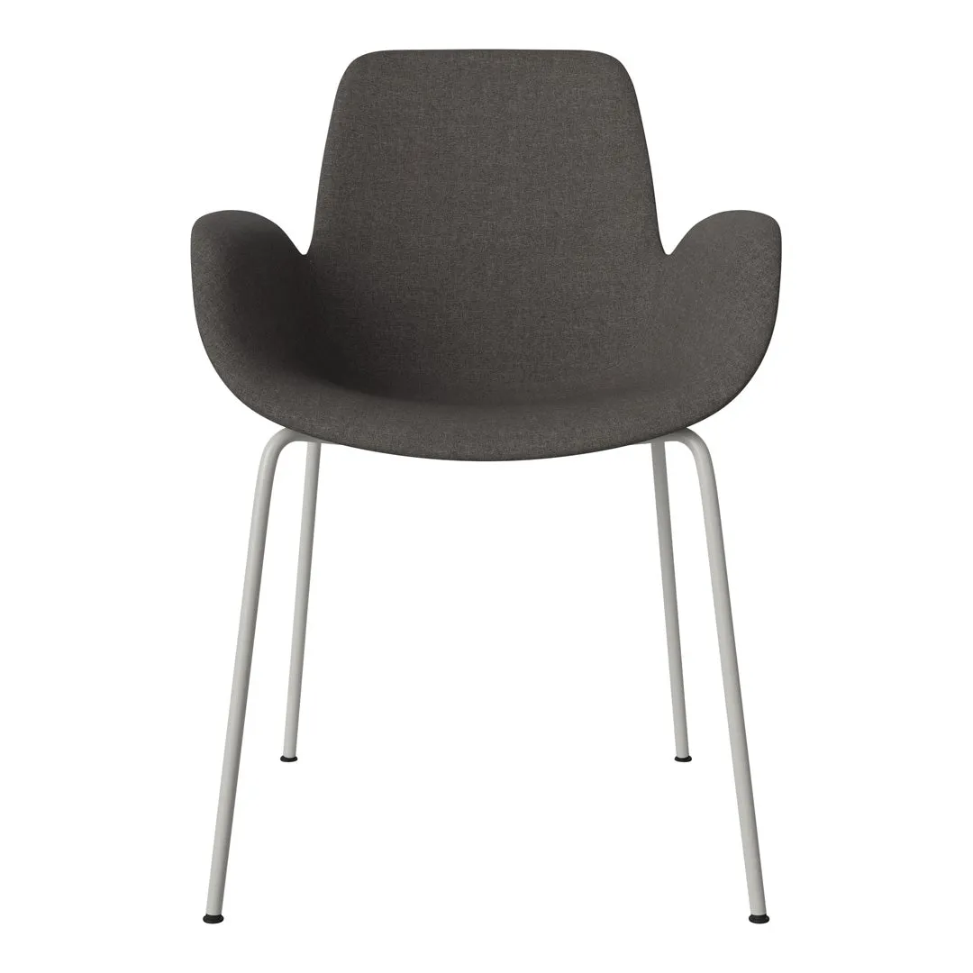 Seed Dining Armchair - Upholstered - Steel Base, Grey Lacquered