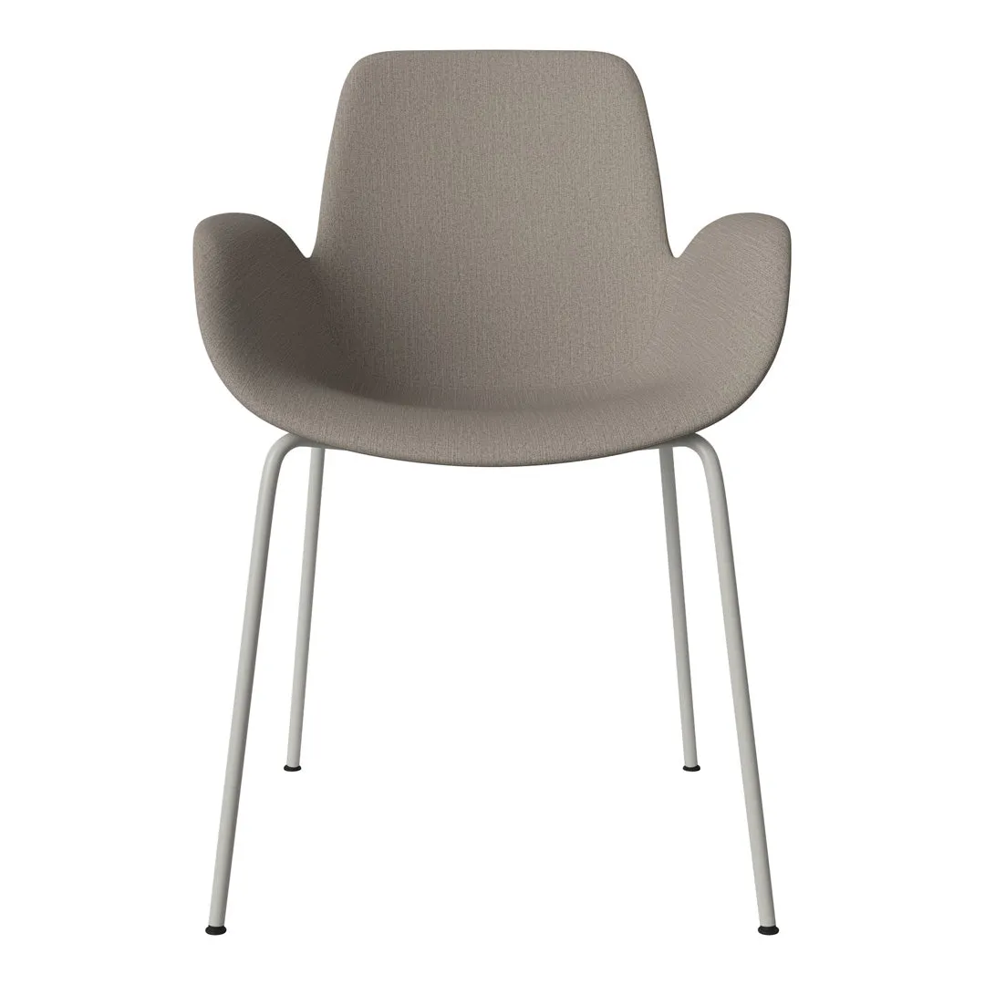 Seed Dining Armchair - Upholstered - Steel Base, Grey Lacquered