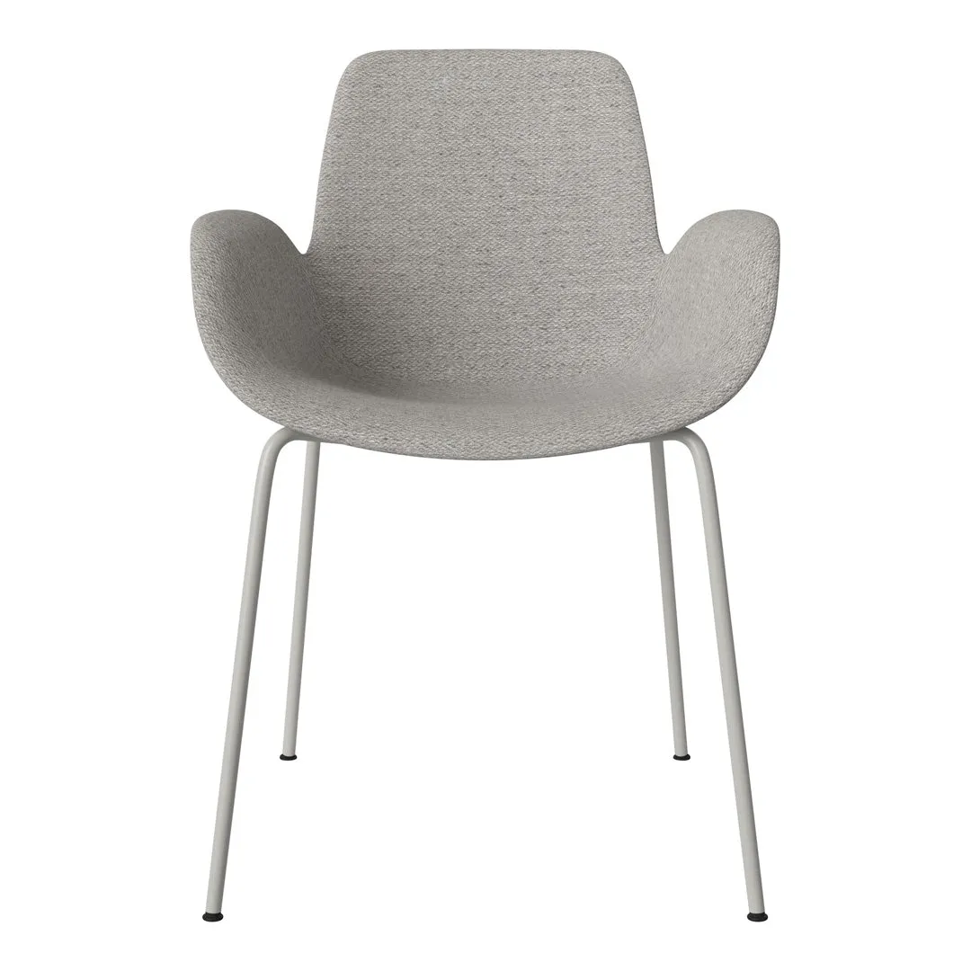 Seed Dining Armchair - Upholstered - Steel Base, Grey Lacquered