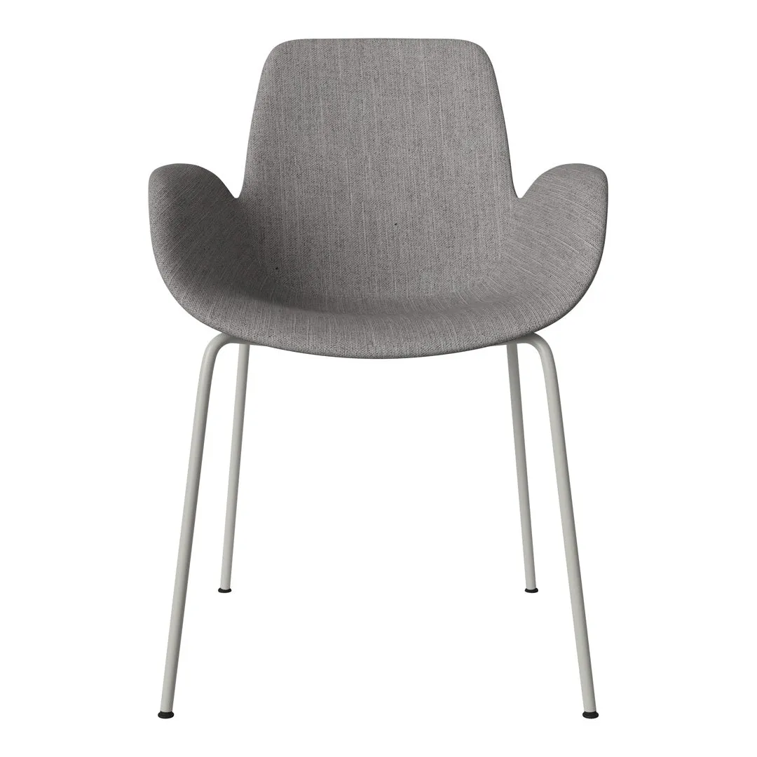 Seed Dining Armchair - Upholstered - Steel Base, Grey Lacquered