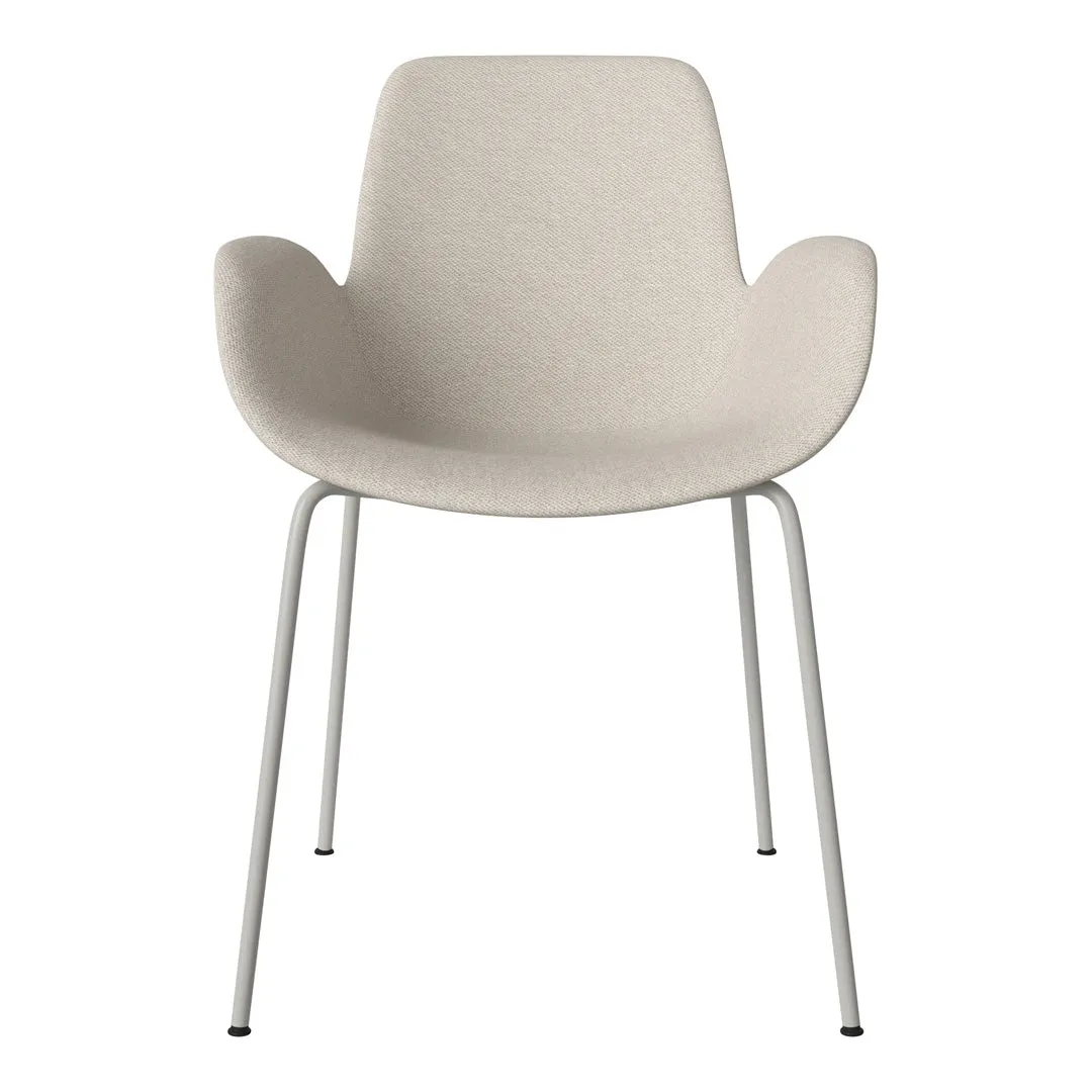Seed Dining Armchair - Upholstered - Steel Base, Grey Lacquered