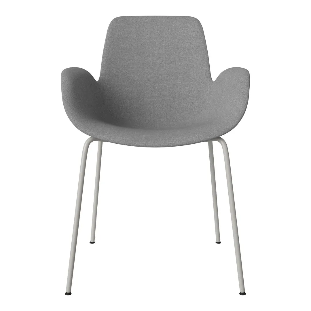 Seed Dining Armchair - Upholstered - Steel Base, Grey Lacquered