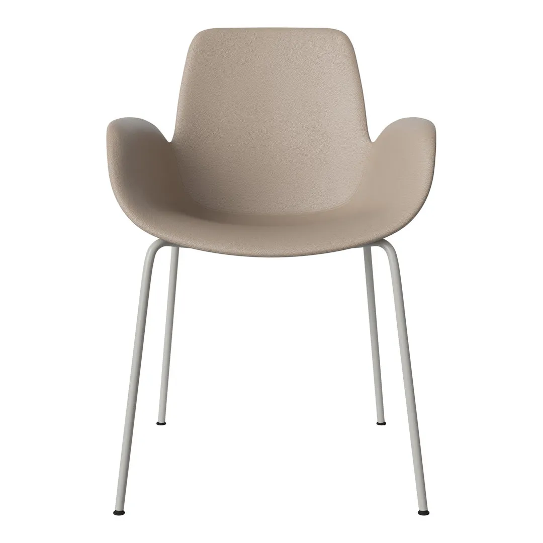 Seed Dining Armchair - Upholstered - Steel Base, Grey Lacquered
