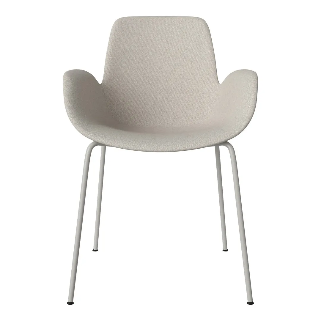 Seed Dining Armchair - Upholstered - Steel Base, Grey Lacquered