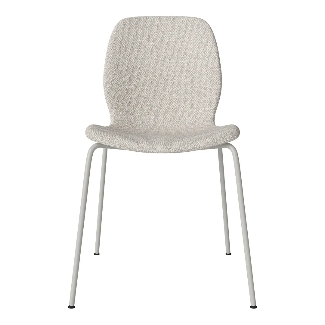 Seed Dining Chair - Upholstered -  Steel Base, Grey Lacquered