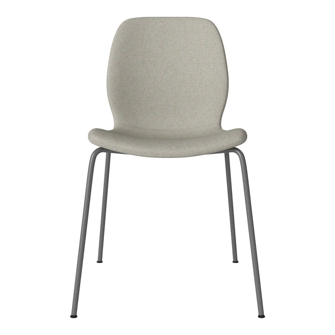 Seed Dining Chair - Upholstered -  Steel Base, Grey Lacquered