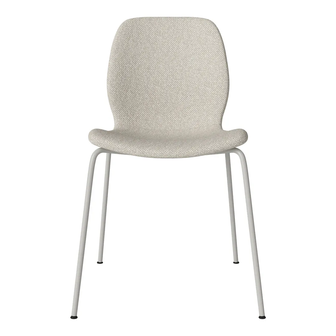 Seed Dining Chair - Upholstered -  Steel Base, Grey Lacquered