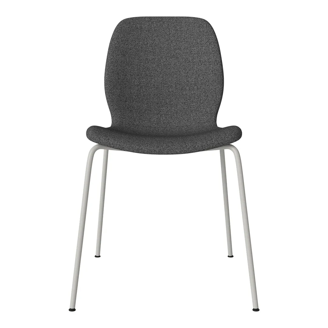 Seed Dining Chair - Upholstered -  Steel Base, Grey Lacquered