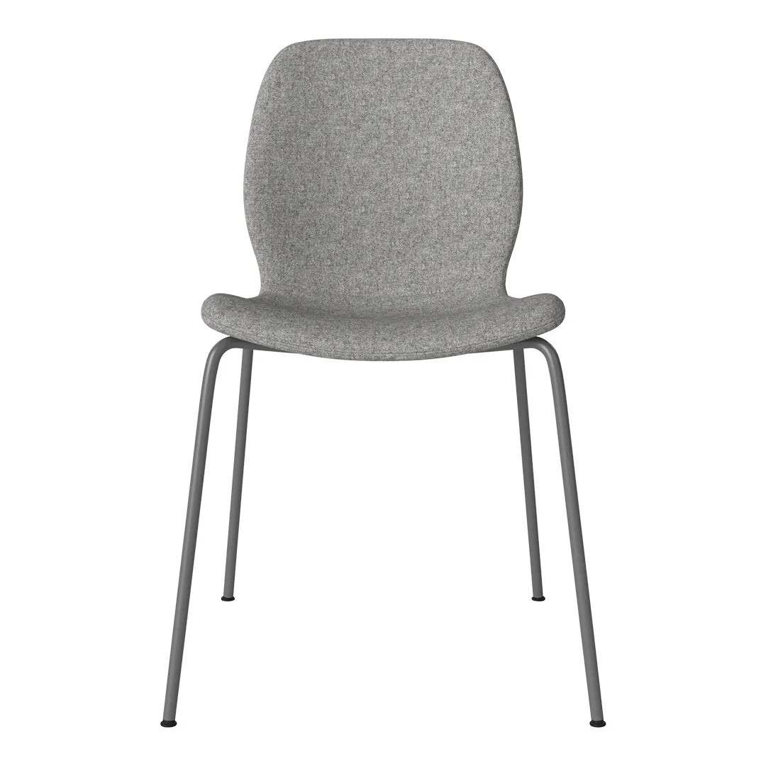 Seed Dining Chair - Upholstered -  Steel Base, Grey Lacquered