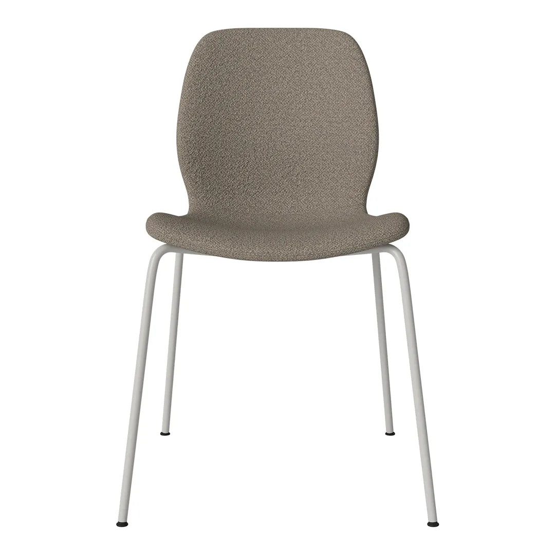 Seed Dining Chair - Upholstered -  Steel Base, Grey Lacquered