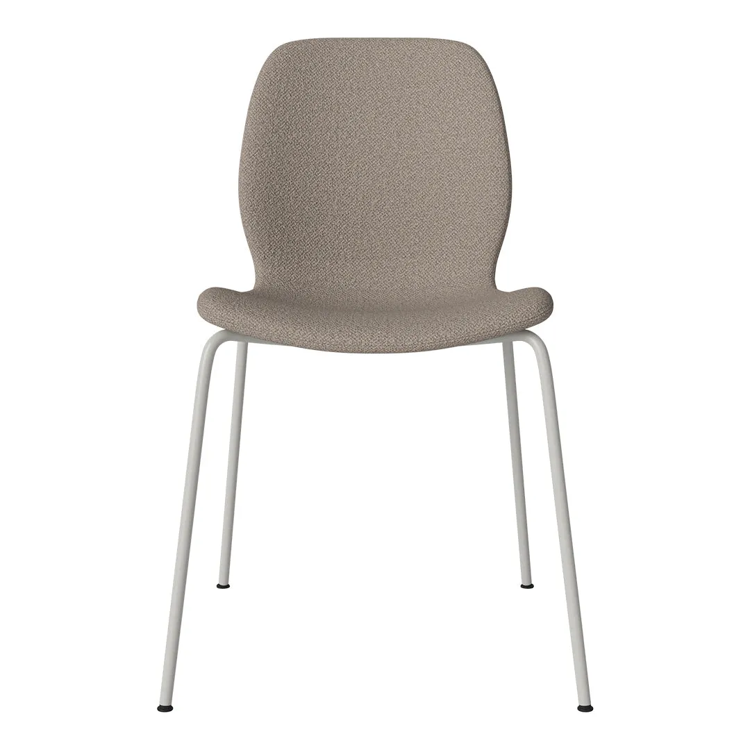 Seed Dining Chair - Upholstered -  Steel Base, Grey Lacquered