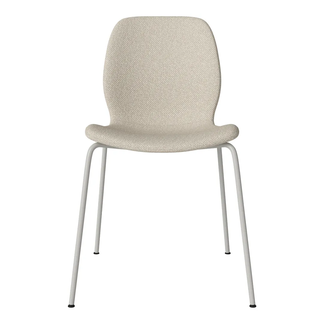 Seed Dining Chair - Upholstered -  Steel Base, Grey Lacquered