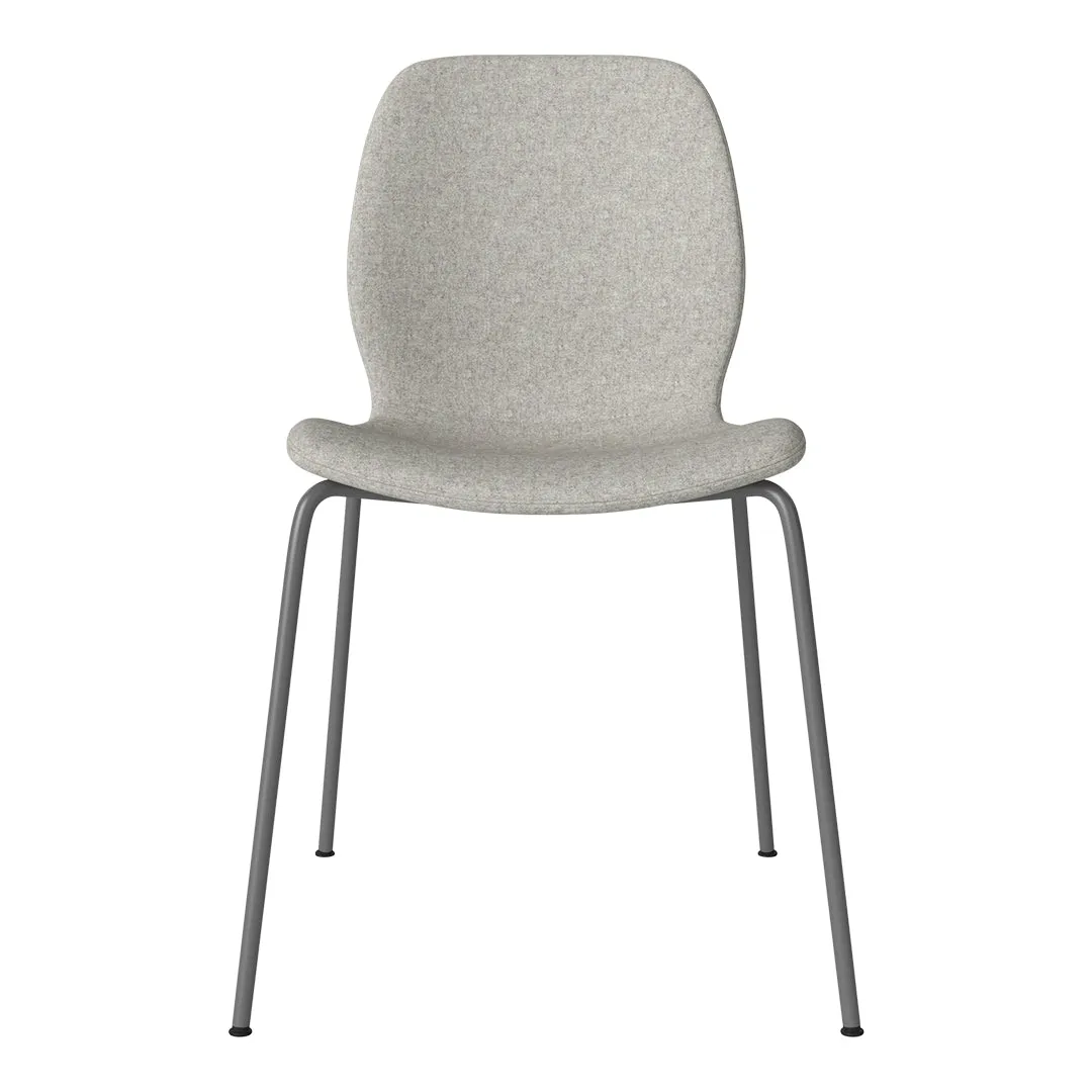 Seed Dining Chair - Upholstered -  Steel Base, Grey Lacquered