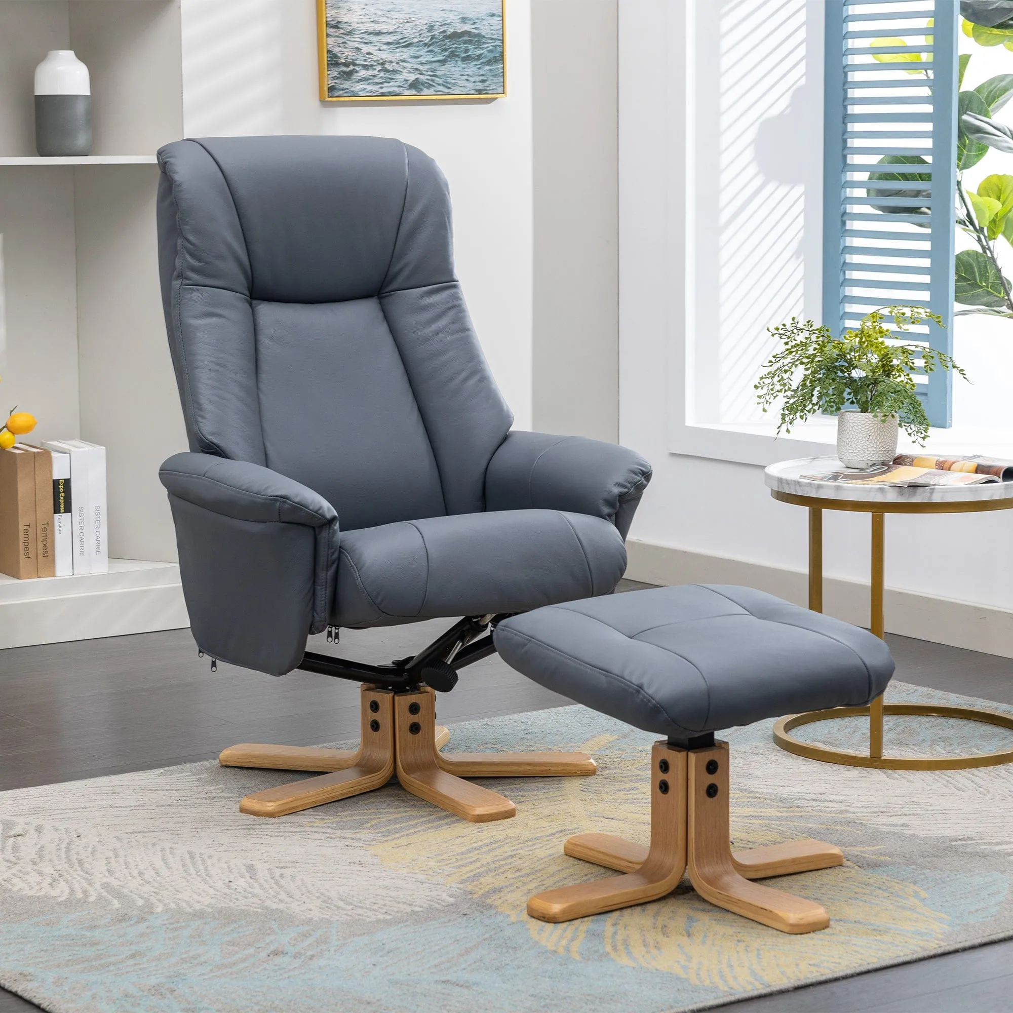 Sierra - Swivel Chair & Stool In Leather