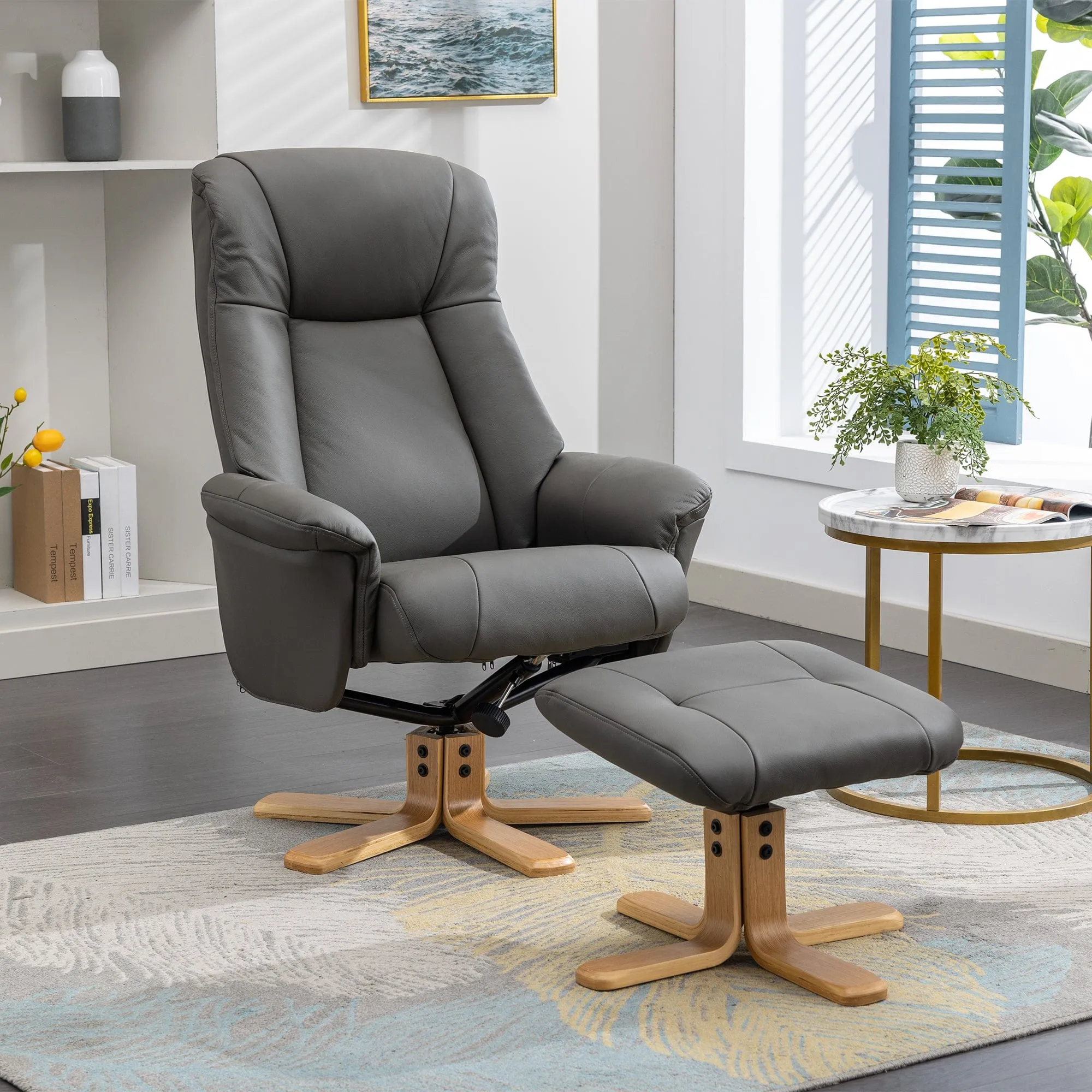 Sierra - Swivel Chair & Stool In Leather