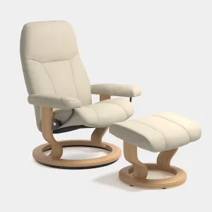 Stressless Consul - Chair & Stool With Classic Base In Leather