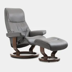 Stressless View - Chair & Stool With Classic Base In Leather