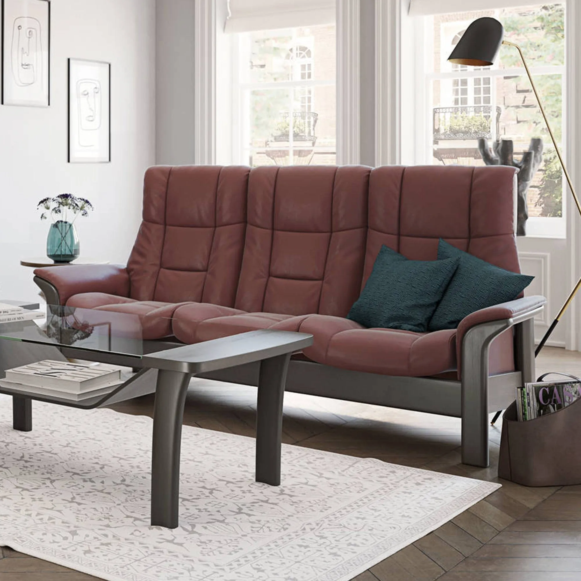 Stressless Windsor - 3 Seat High Back Sofa In Leather