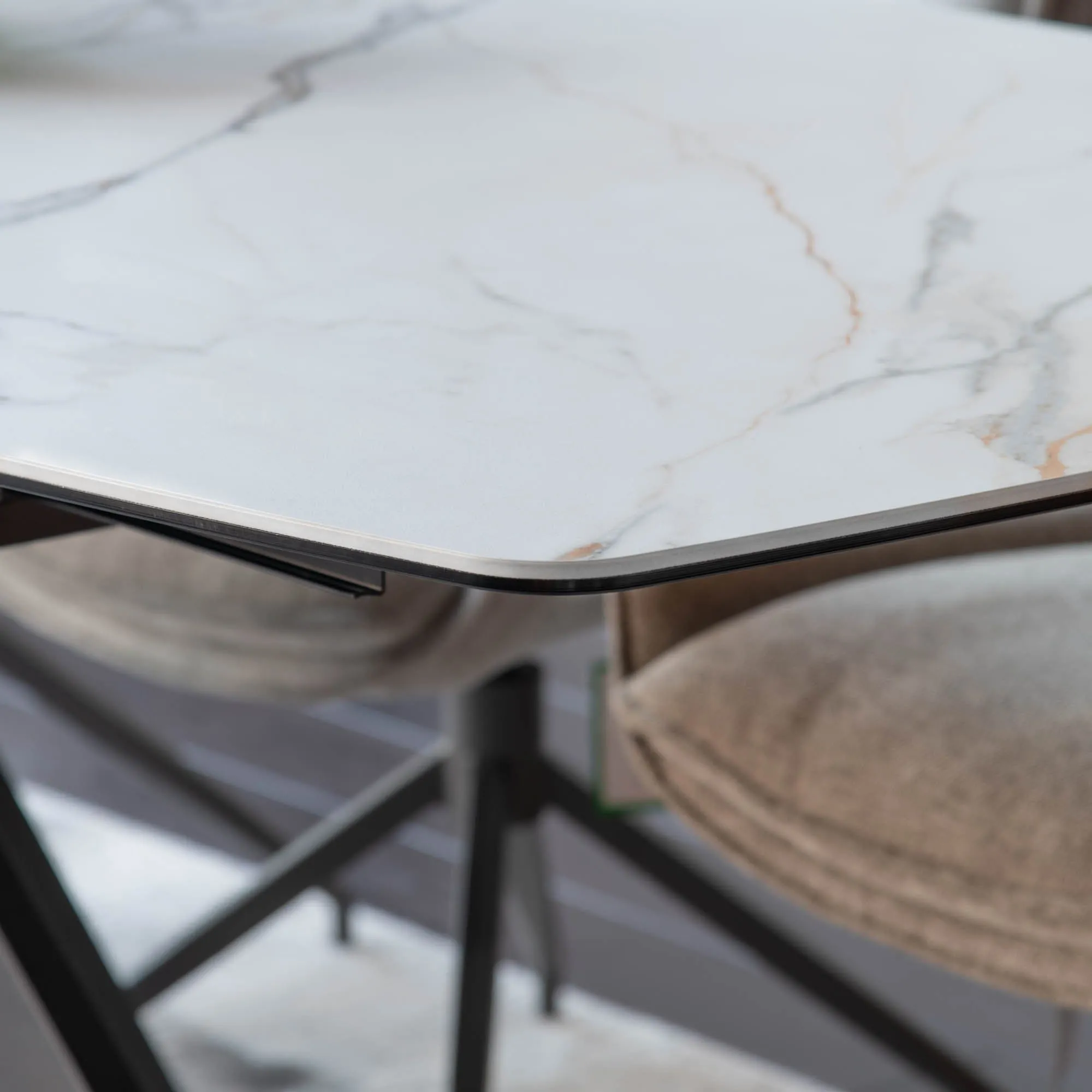 Teatro - 180cm Extending Dining Table With White/Multi Ceramic Top