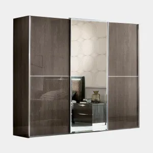 Treviso - Mirrored Sliding Wardrobe In Silver Grey High Gloss