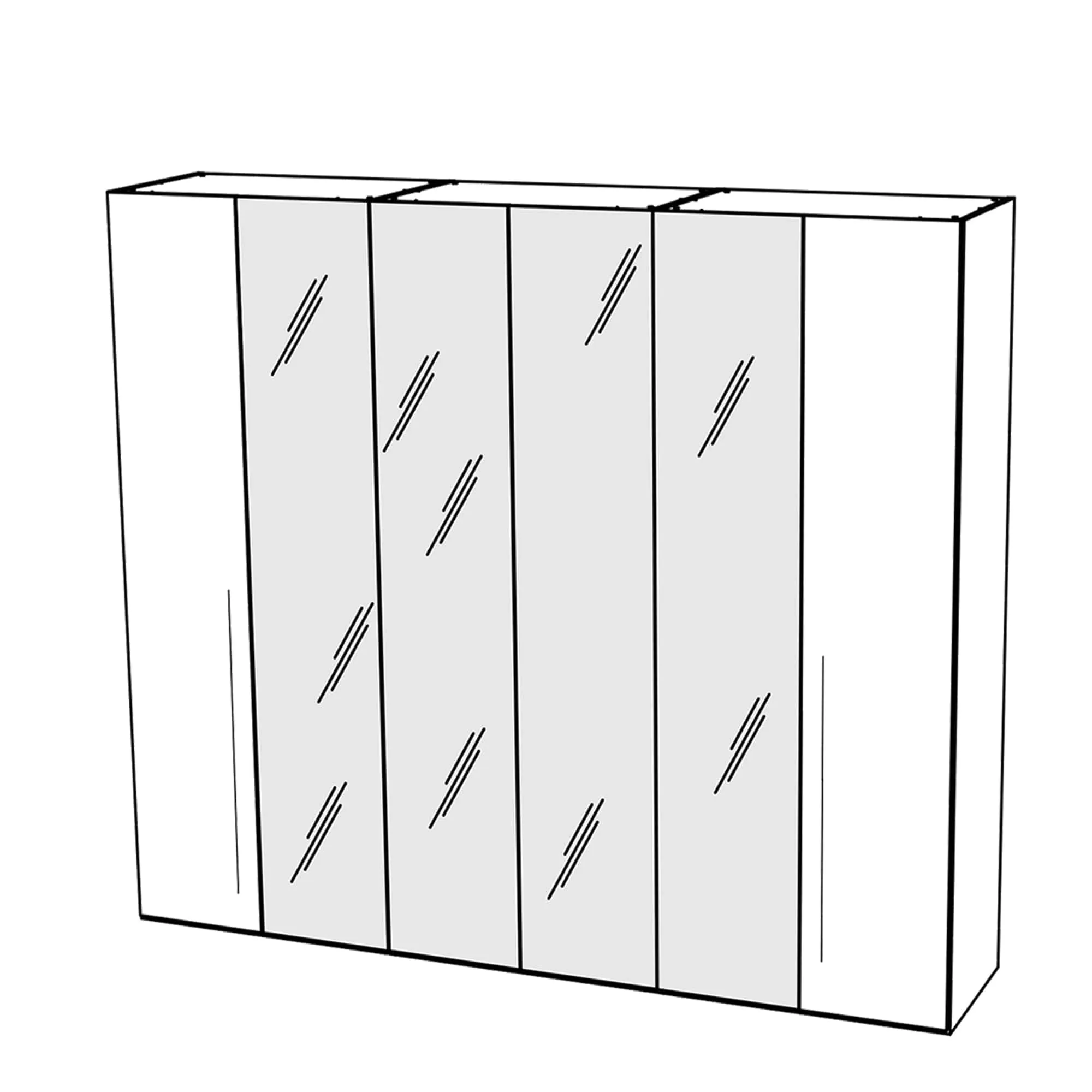 Treviso - Mirrored Wardrobe In Silver Grey High Gloss