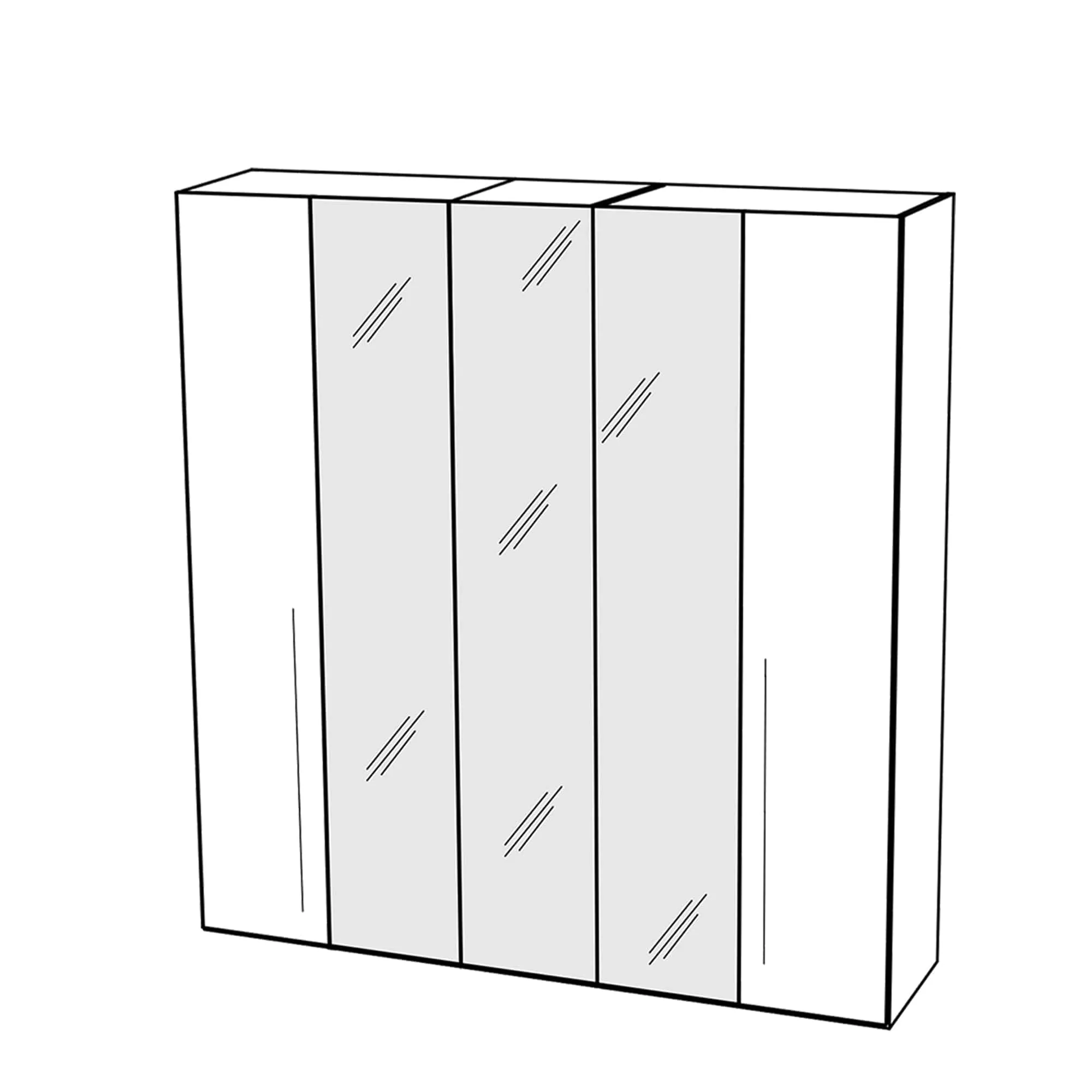 Treviso - Mirrored Wardrobe In Silver Grey High Gloss