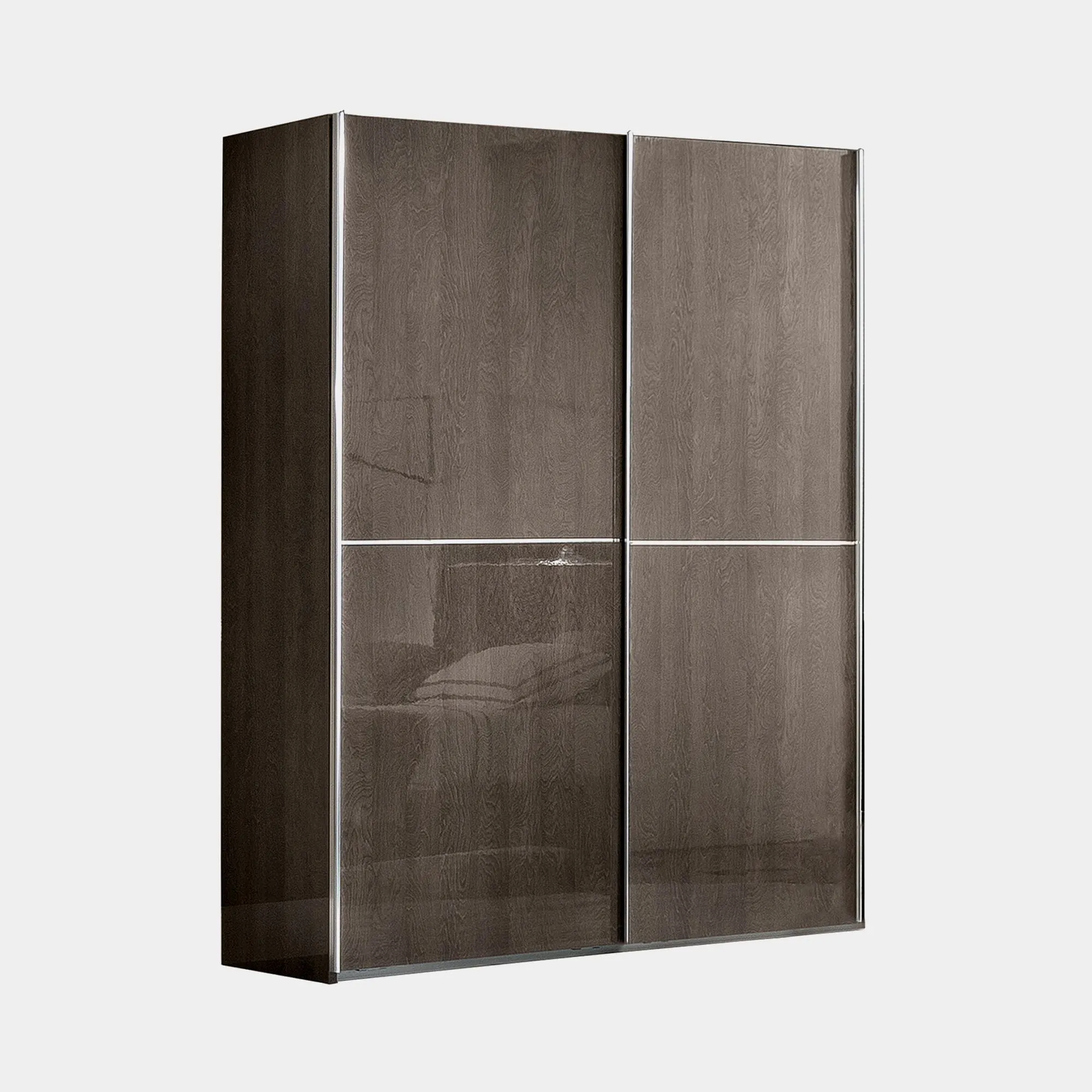 Treviso - Sliding Wardrobe In Silver Grey High Gloss