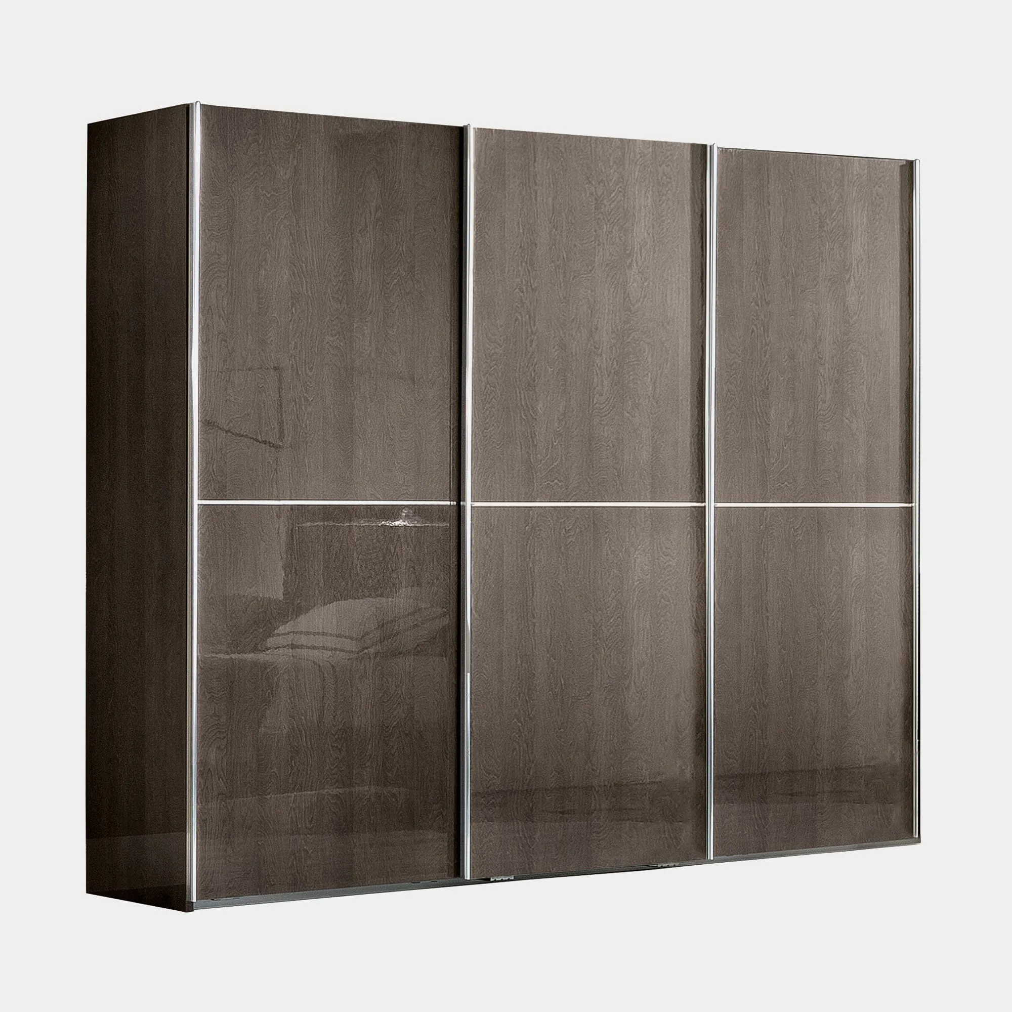 Treviso - Sliding Wardrobe In Silver Grey High Gloss