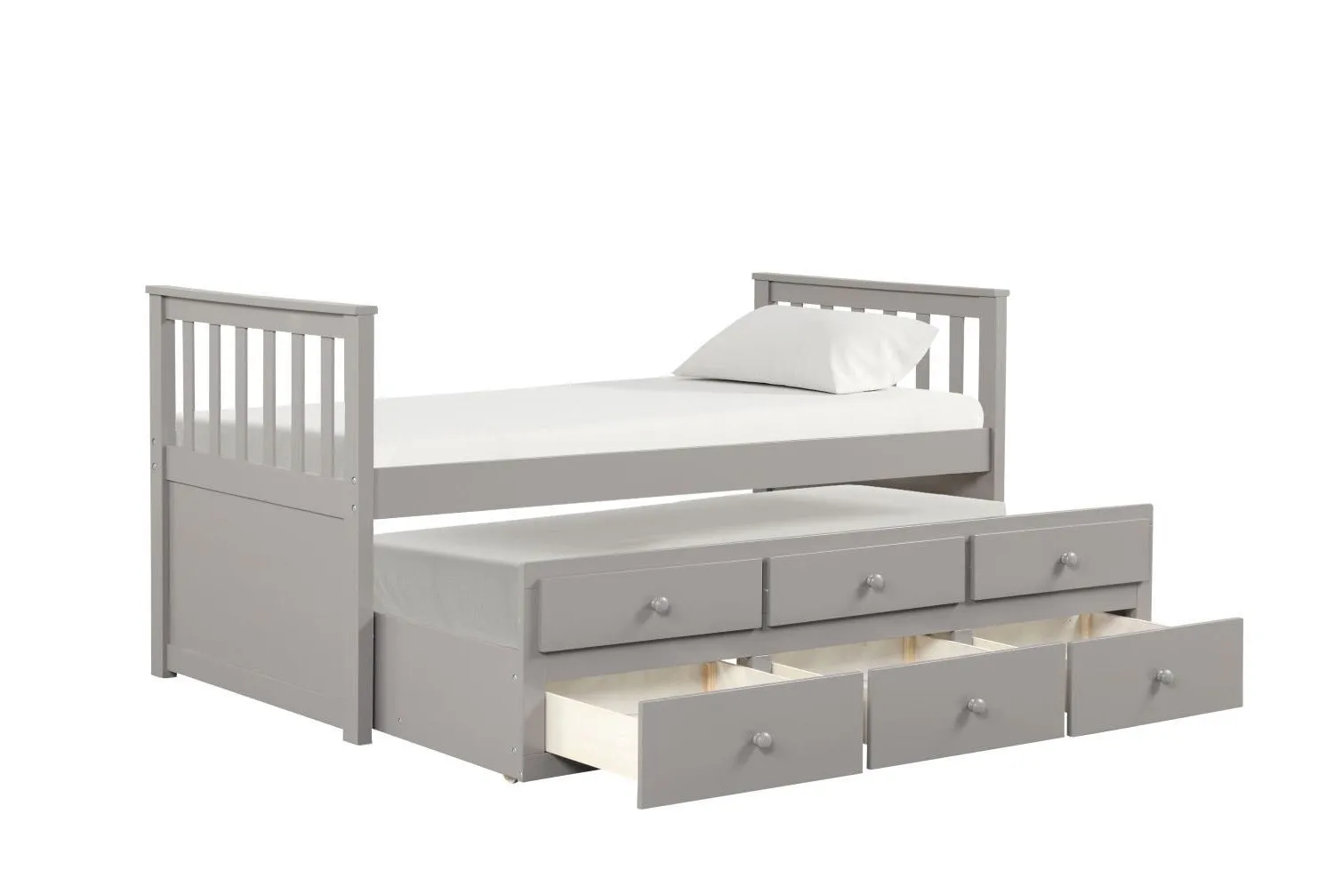 Trudy 6-Piece Twin Captain Bedroom Package with Trundle - Grey