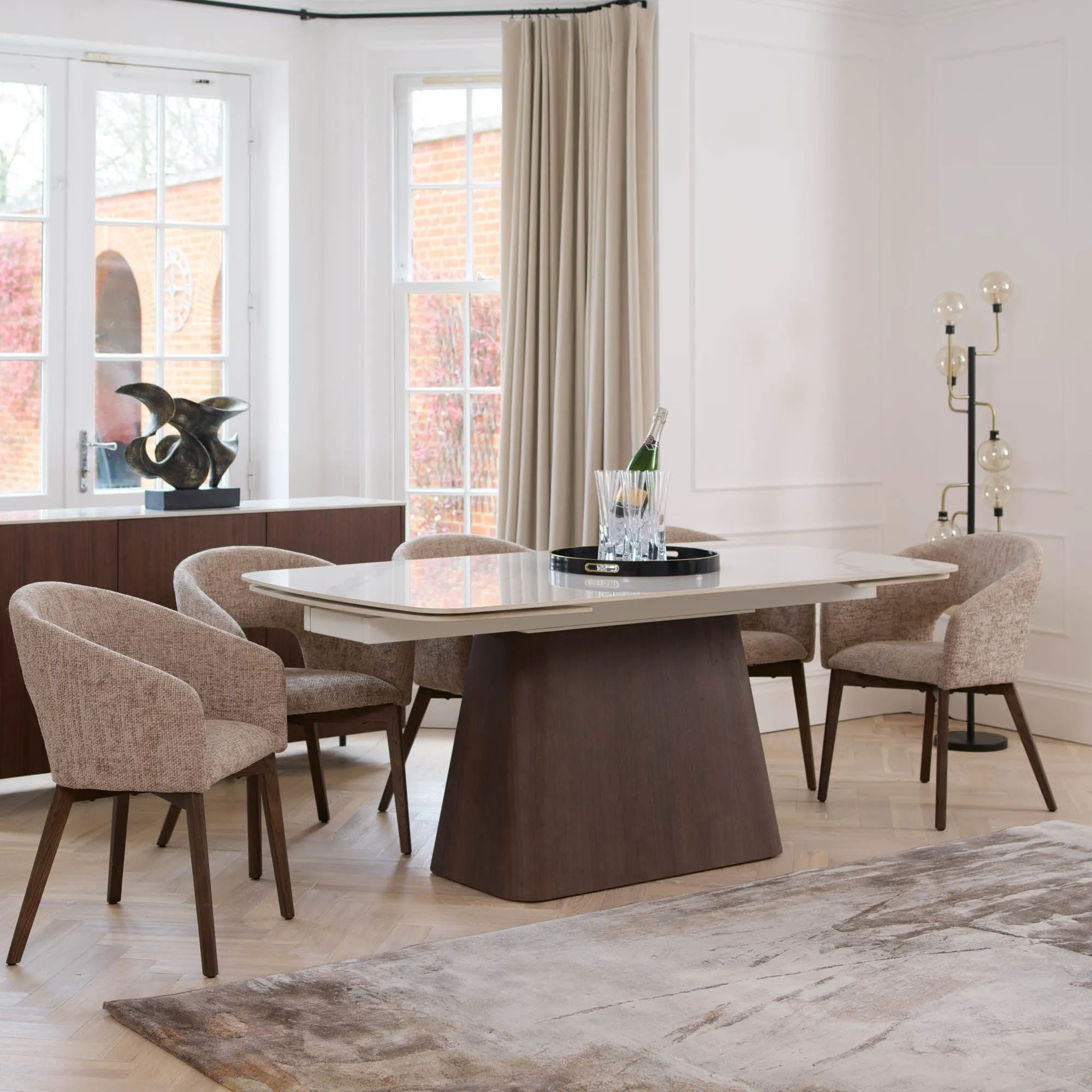 Turin - 180cm Extending Dining Table With White Ceramic Top