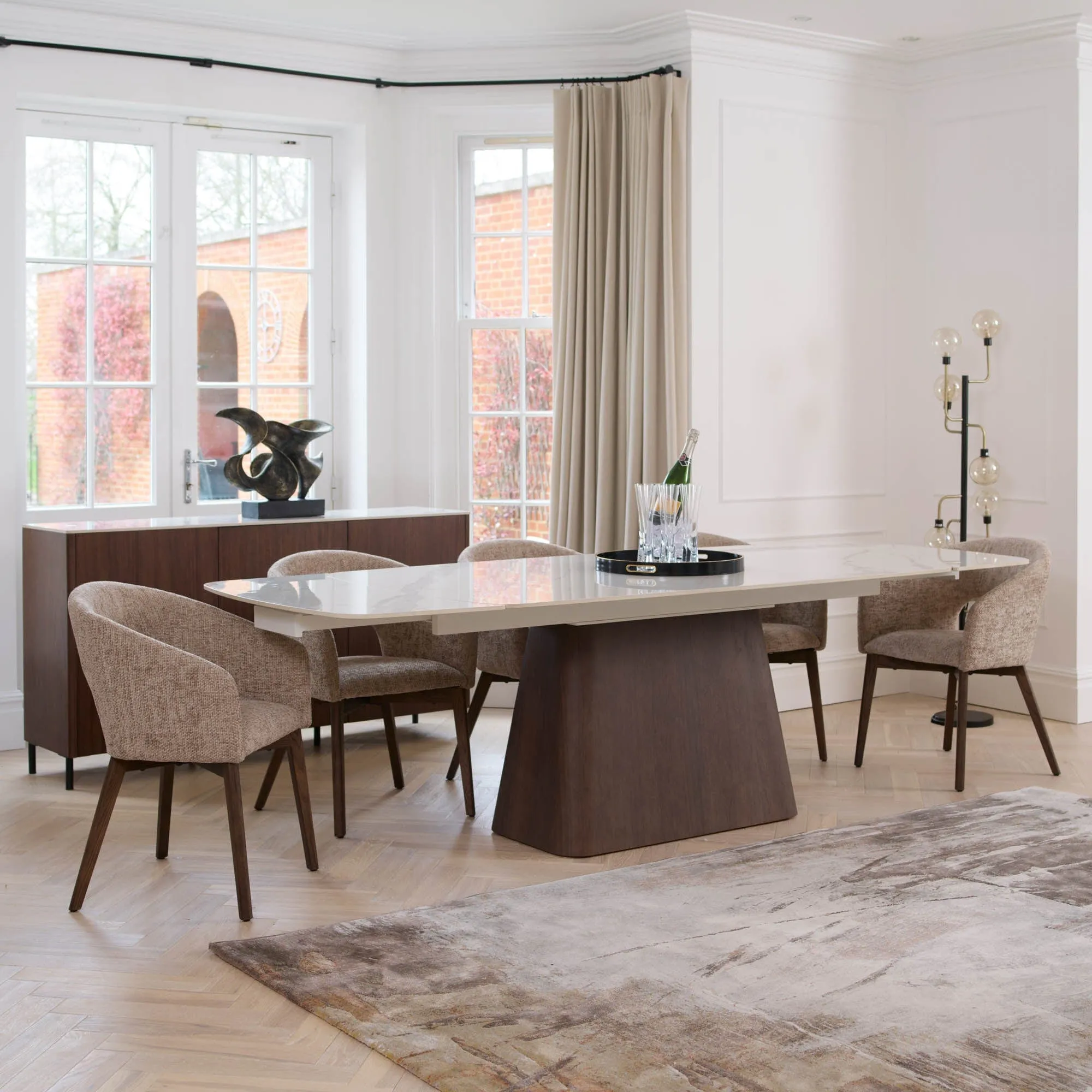 Turin - 180cm Extending Dining Table With White Ceramic Top