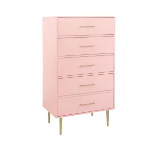 Valerie Glam 5-Drawer Chest - Light Pink
