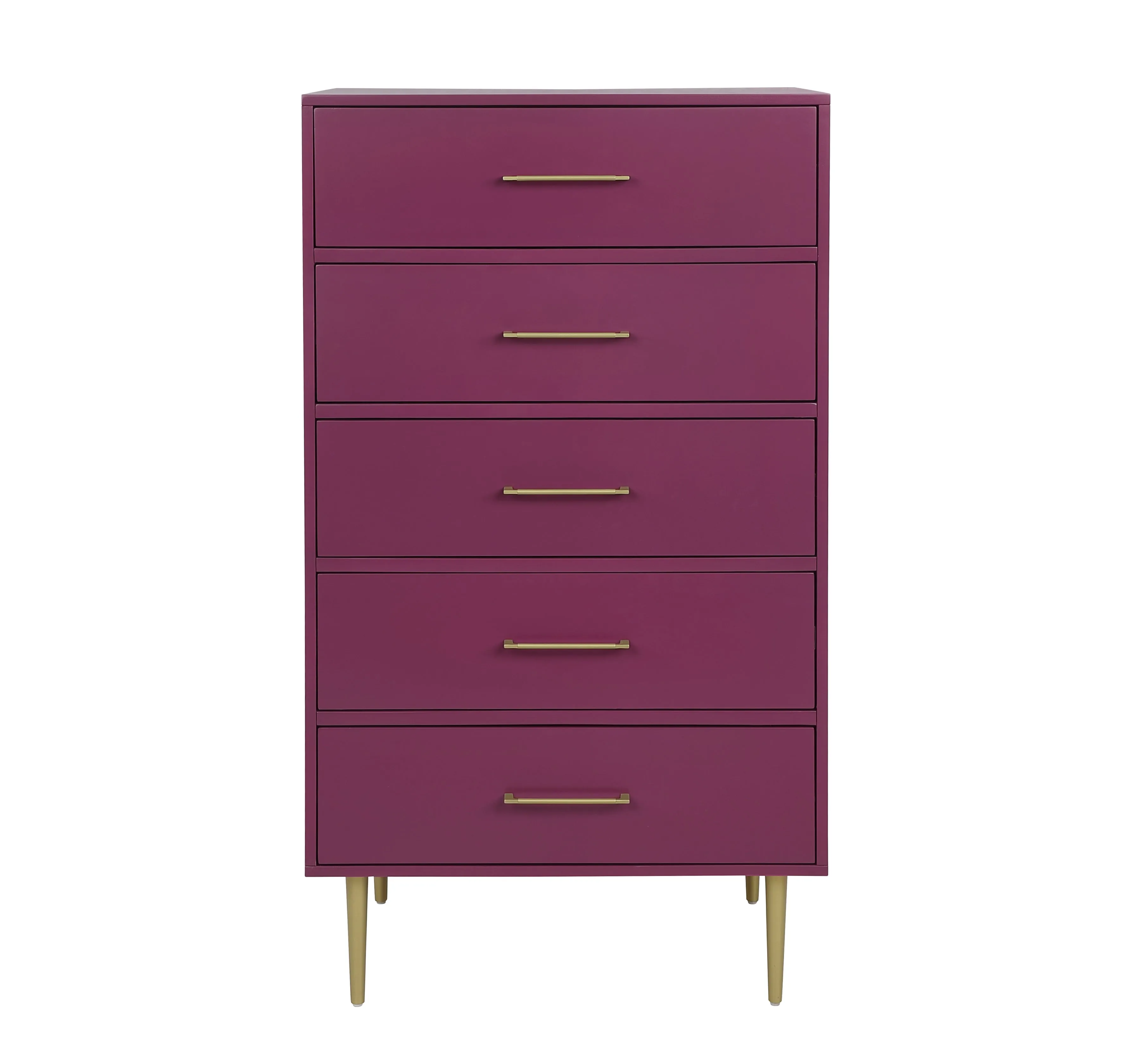 Valerie Glam 5-Drawer Chest - Raspberry