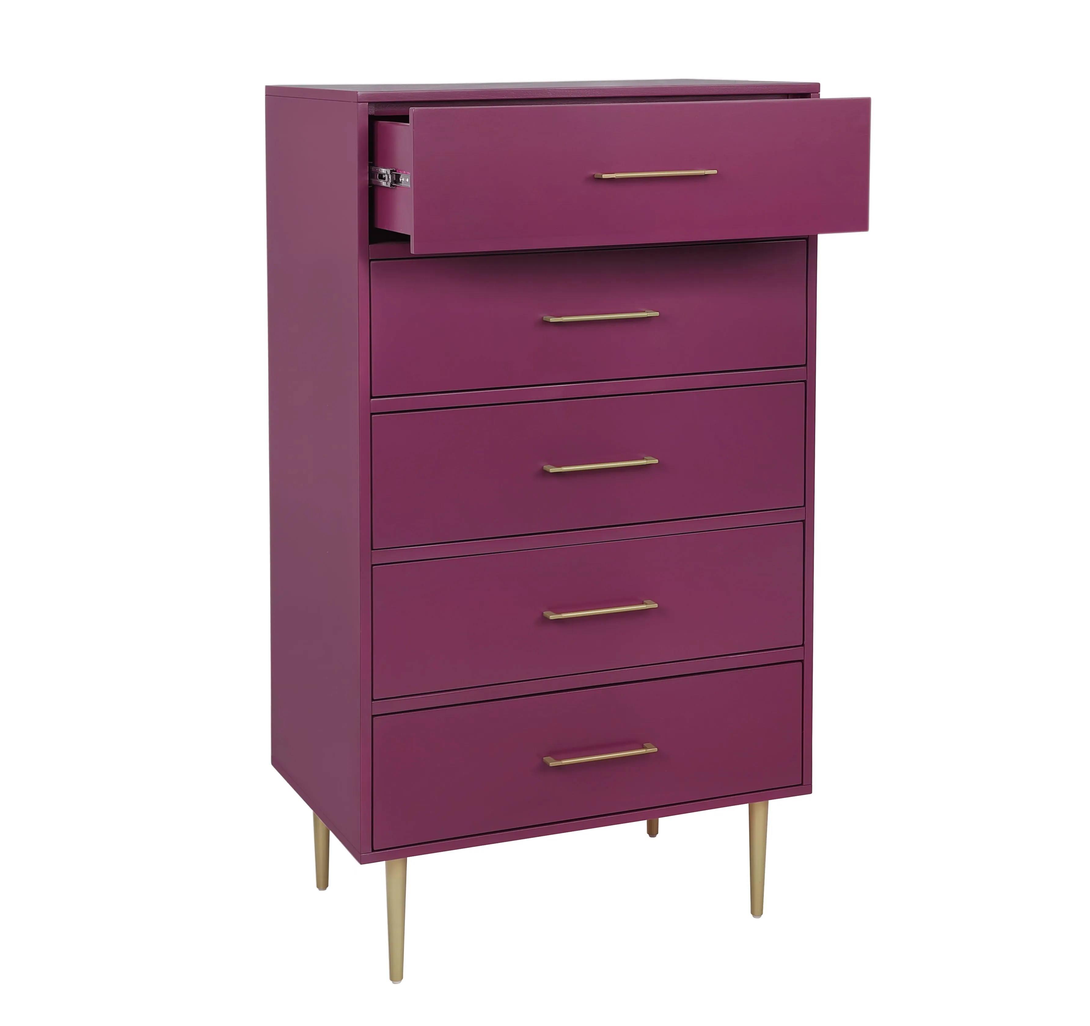 Valerie Glam 5-Drawer Chest - Raspberry