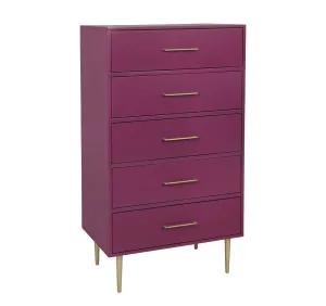 Valerie Glam 5-Drawer Chest - Raspberry
