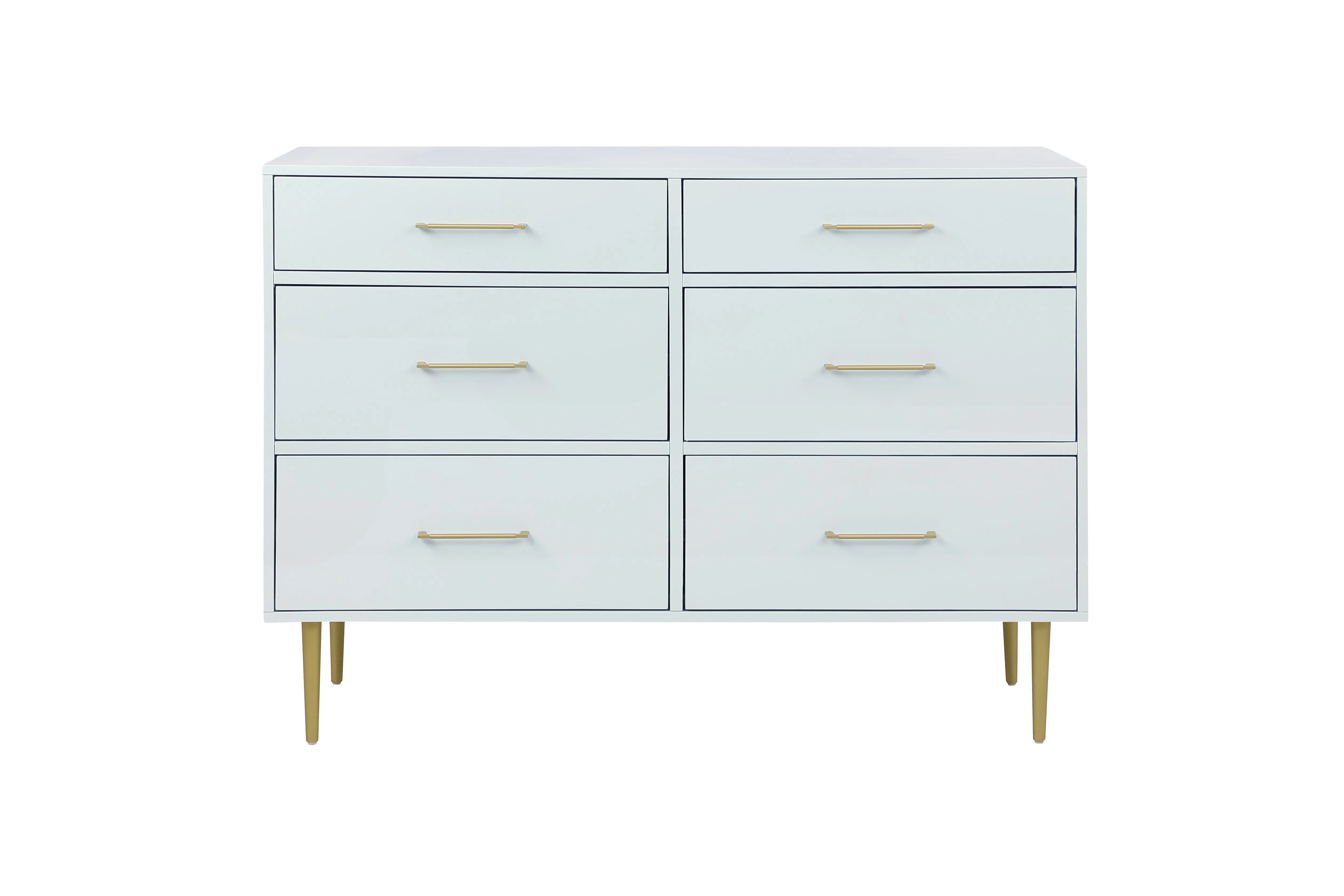 Valerie Glam 6 Drawer Dresser - Light Grey