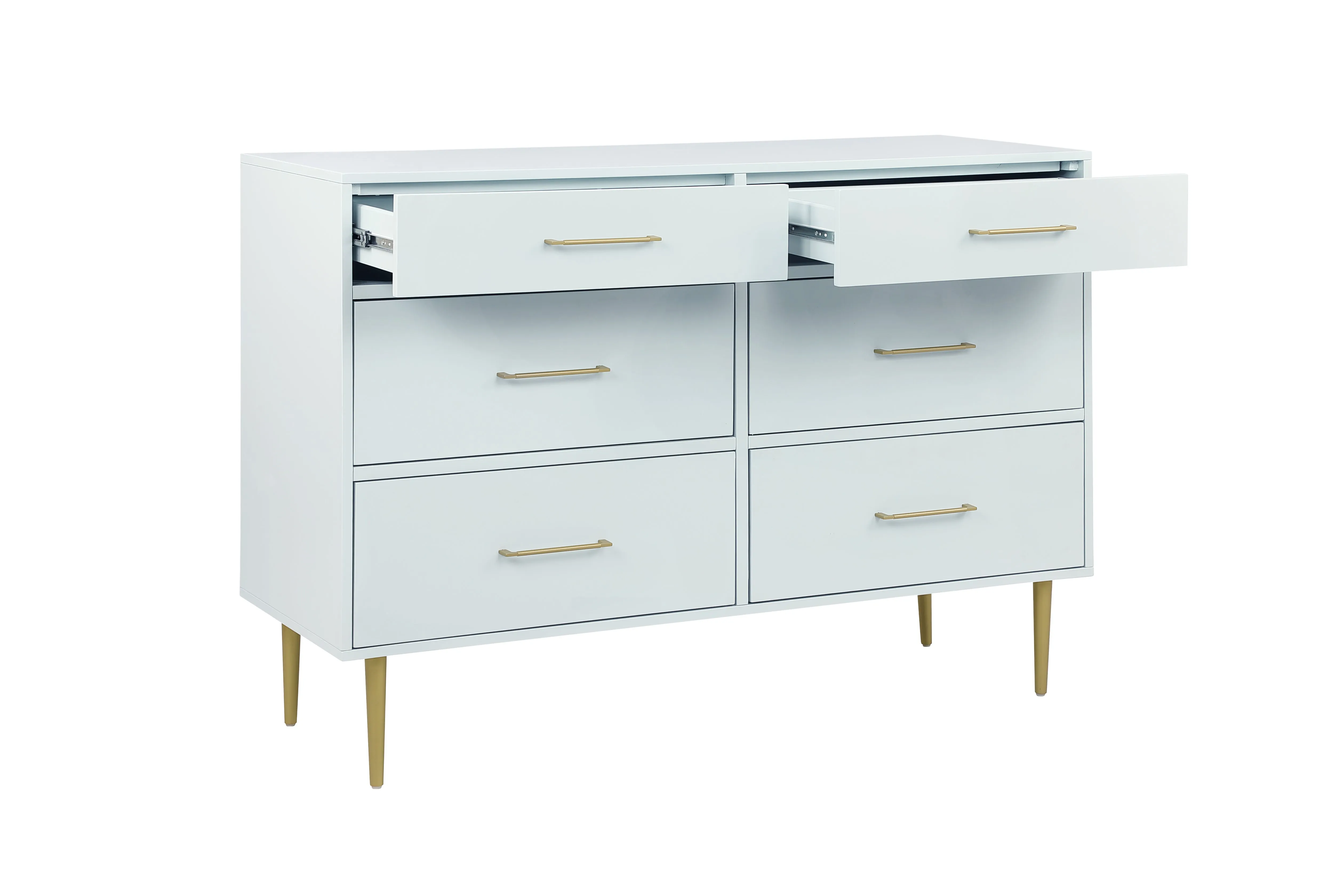 Valerie Glam 6 Drawer Dresser - Light Grey