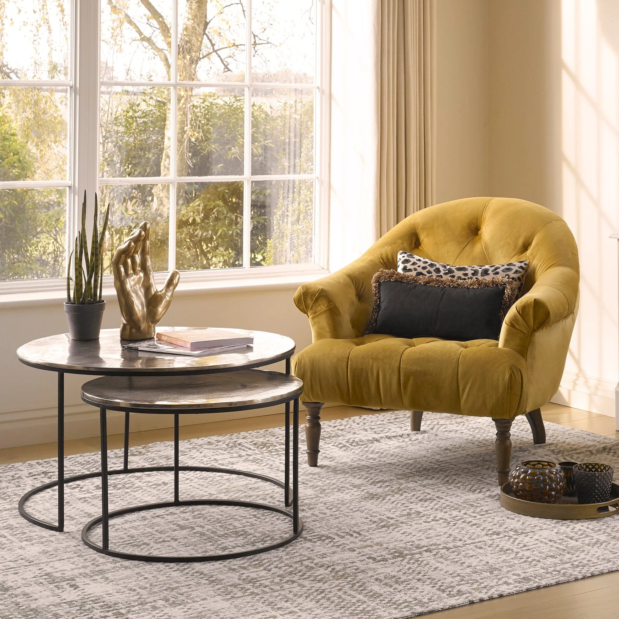Wickham - Nest Of 2 Coffee Tables In Mottled Aluminium
