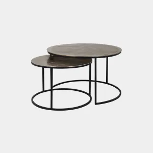 Wickham - Nest Of 2 Coffee Tables In Mottled Aluminium